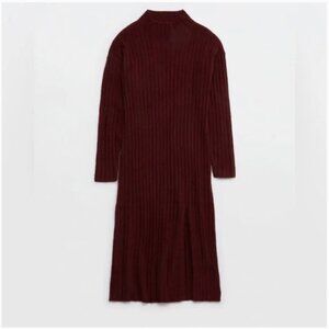 Aerie Buttercream Ribbed Sweater Dress Royal Berry XL NWT